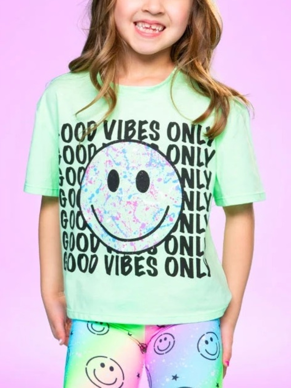 NWT Pixie Lane Good Vibes Only Smiley Tee 11/12